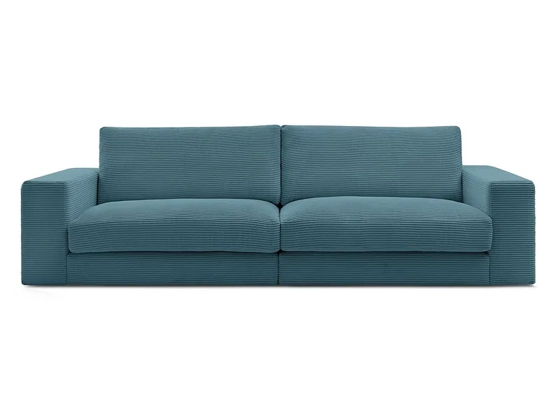 3er Sofa BOBOCHIC LEONARD Cord-Stoff hellblau