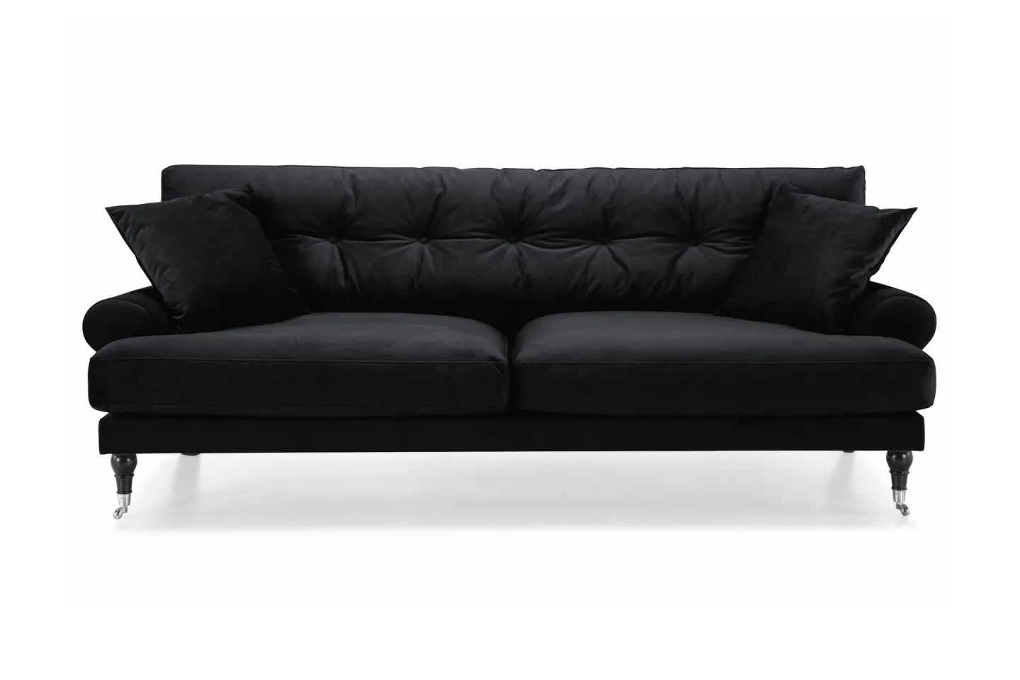 Andrew 3-sits Sammetssoffa - Svart