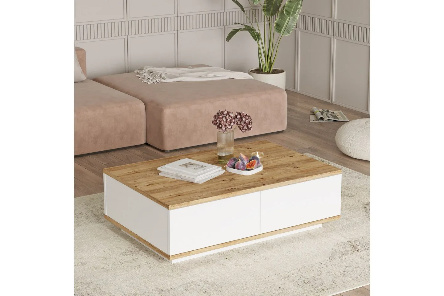 Najar Soffbord 90 cm - Brun/Vit