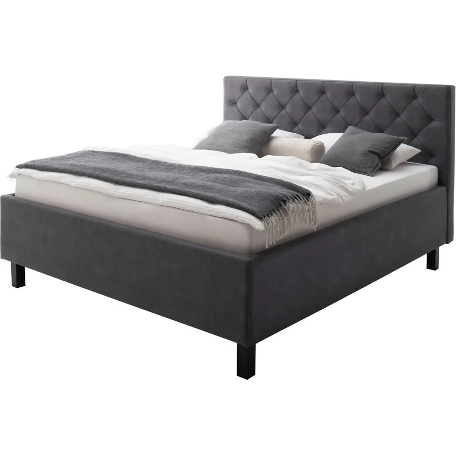Bett Belial anthrazit Bezug Stoff 180 x 200 cm