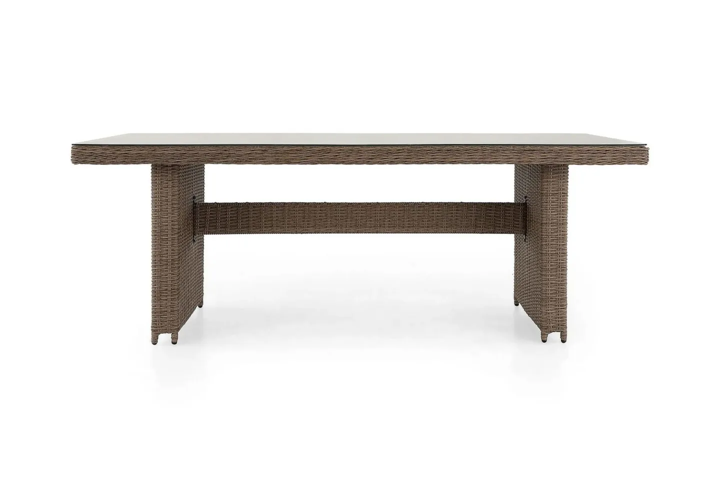 Marcus Rektangulärt Matbord utomhus 160x90 cm i konstrotting med glasskiva - Natur / Beige
