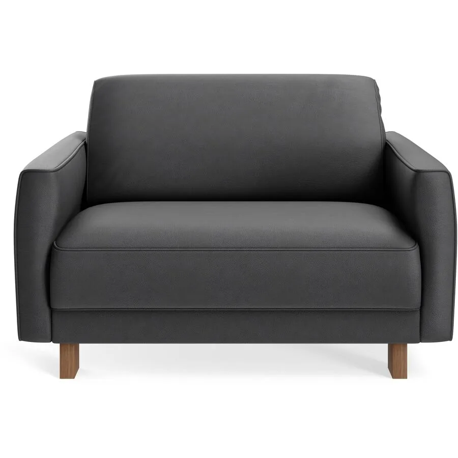 Sessel Avena Schwarz Leder, Walnuss B 117 T 96 H 74 cm - Möbel Konfigurator: Traummöbel individuell zusammenstellen