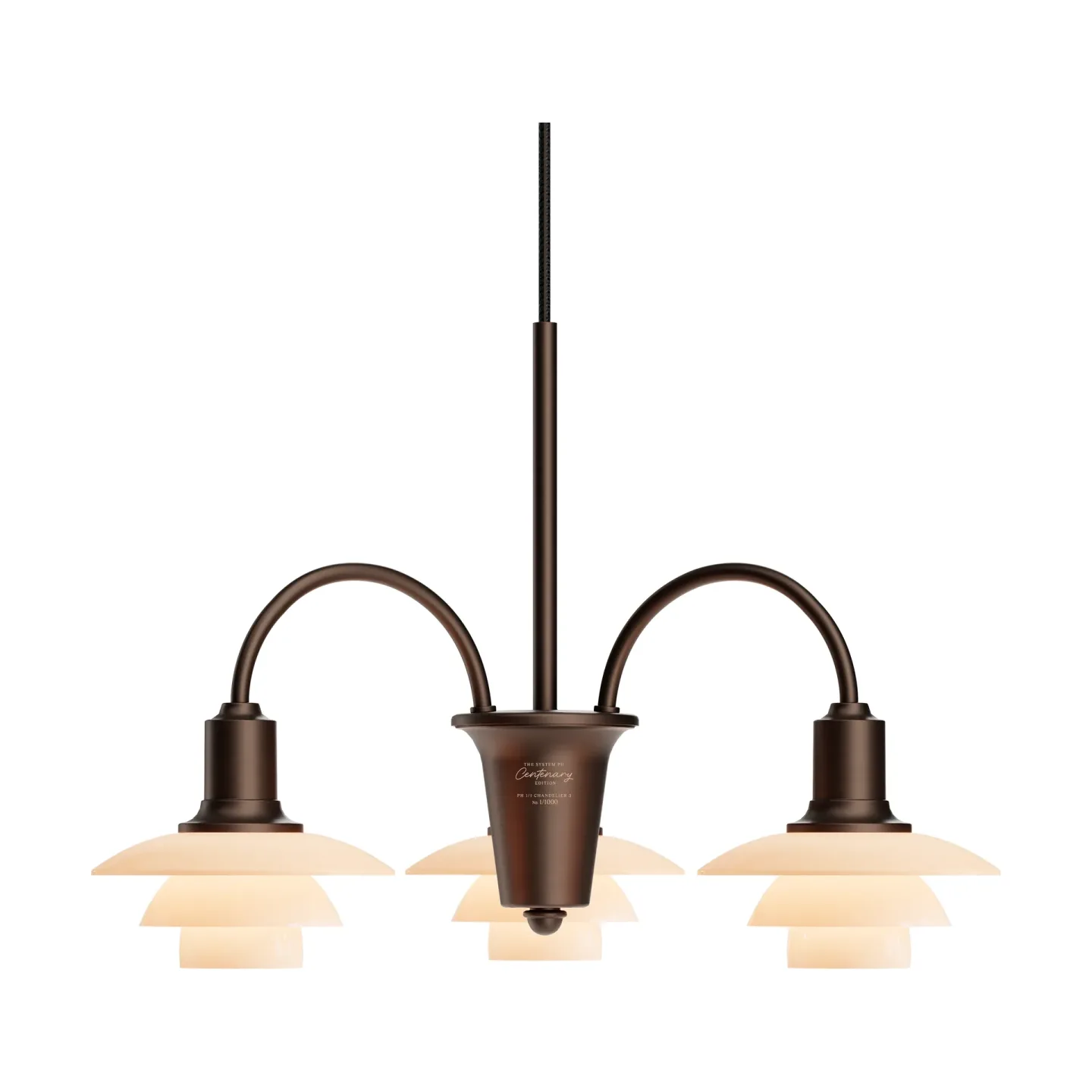 Louis Poulsen PH 1/1 Chandelier Centenary Edition ljuskrona Brass-dusty terracotta, 3 armar