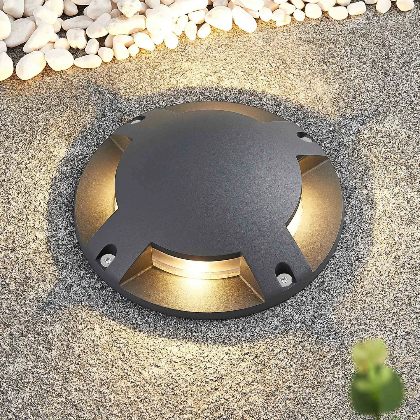 Cormac 4 LED Nedgrävnings Spot Dark Grey - Lindby - Terrass - Modern - Aluminium - Rund