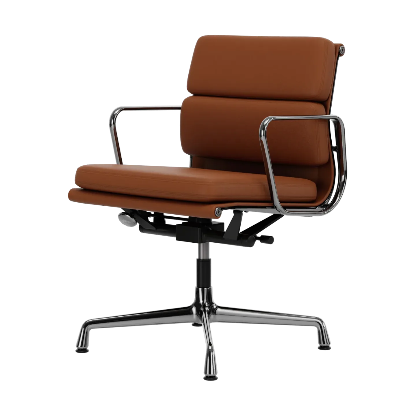 Vitra EA 231 Soft Pad Chair kontorsstol felt glides 97 cognac leather L20-polished