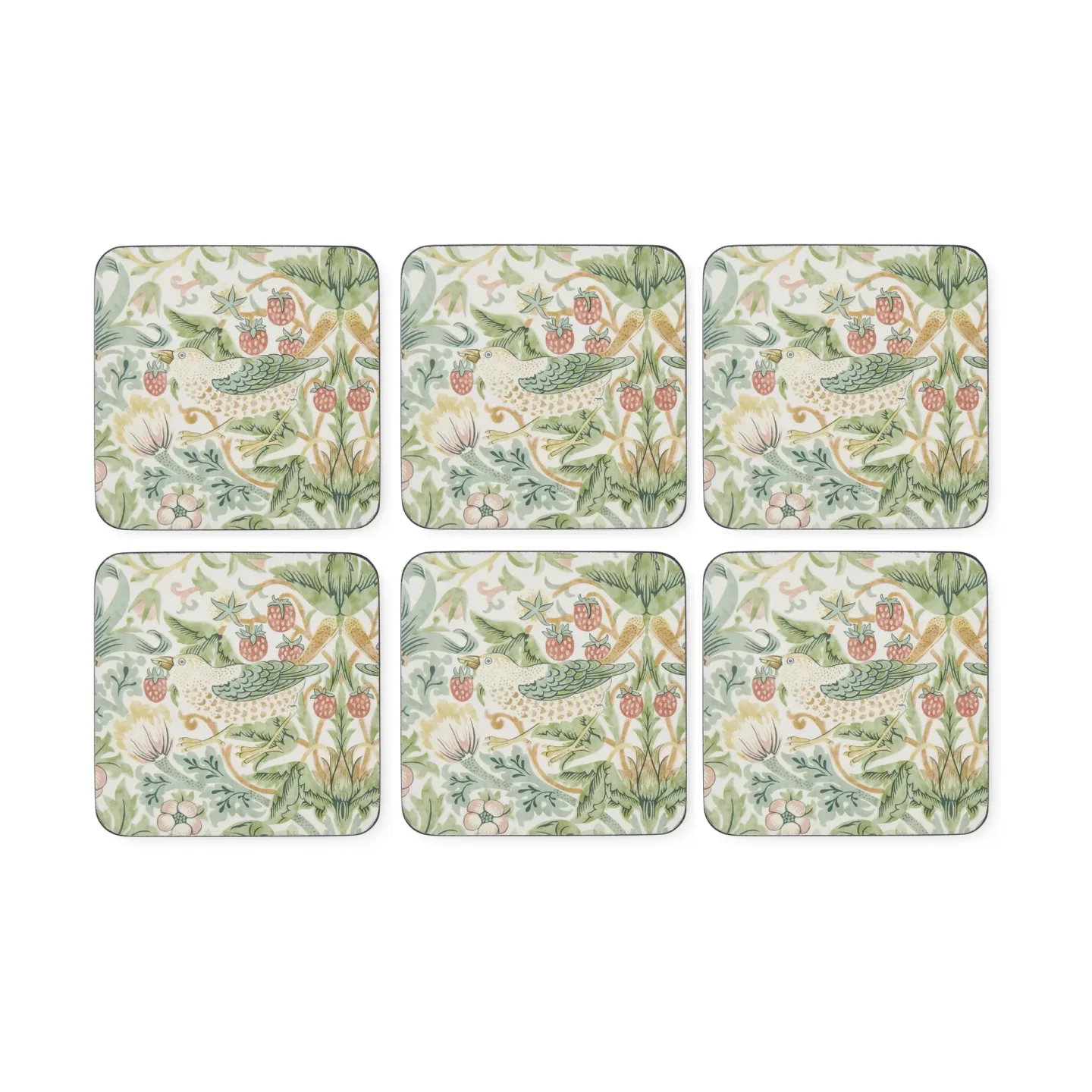 Pimpernel Strawberry Thief Glasuntersetzer 6er Pack Green
