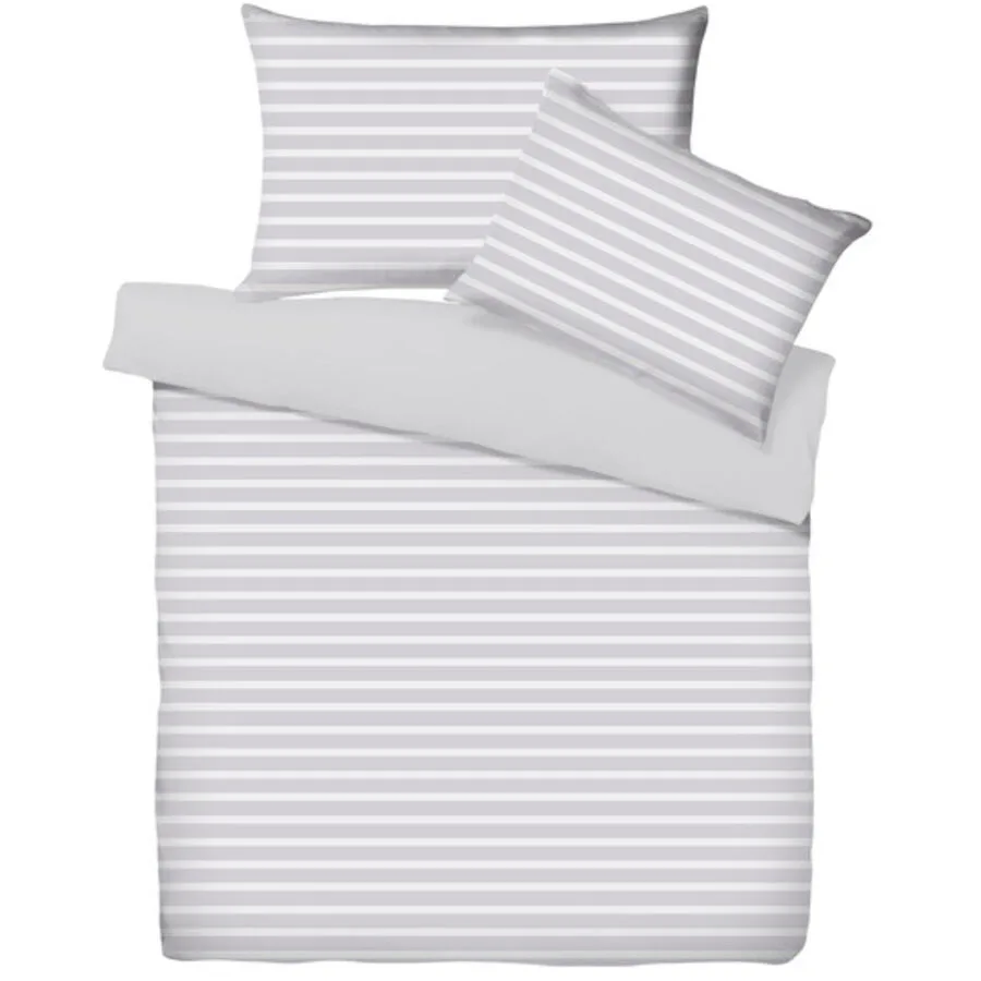Living Home Bettwäschegarnitur Melange Double Silver Baumwolle 200 x 210 65 x 65 cm