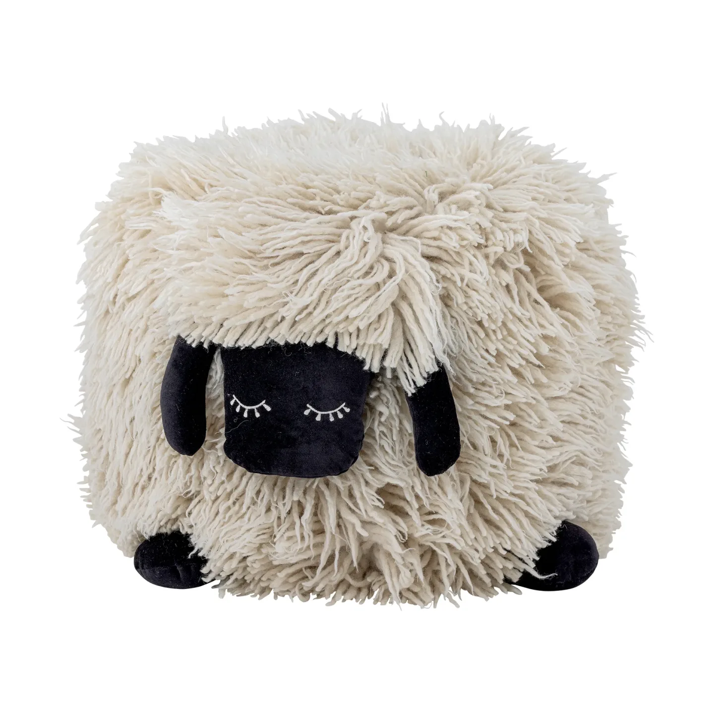 Bloomingville Dolly Pouf Wolle 50x45 cm Weiß