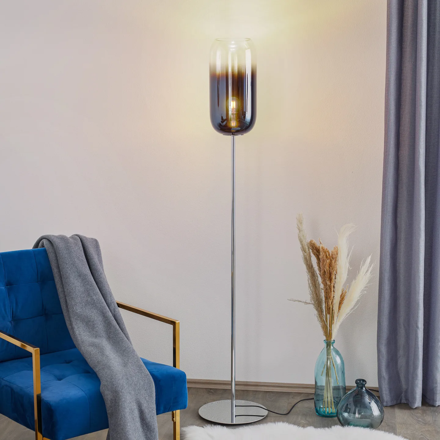 Gople Stehleuchte Blue Sapphire - Artemide - Wohnzimmer - Design - Glas - Mit Schirm
