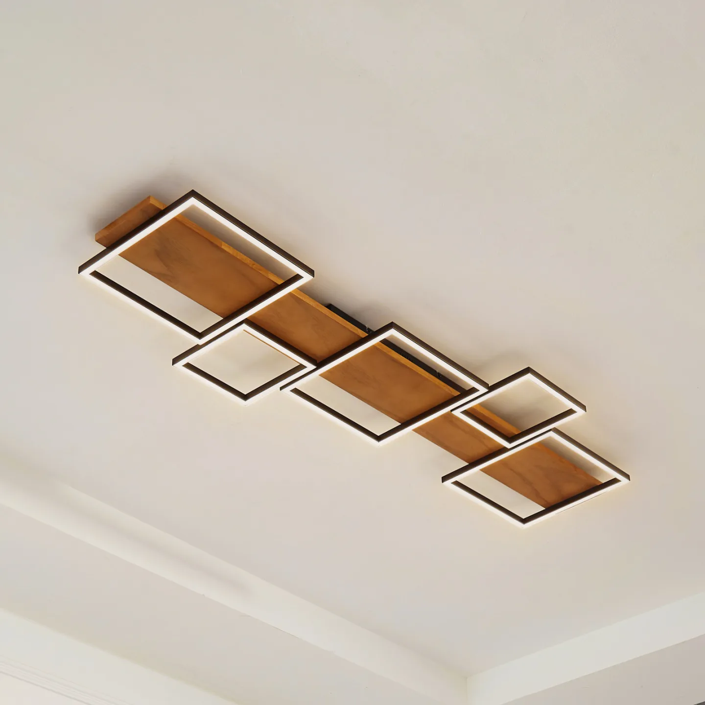 Galad 5 LED Deckenleuchte Holz - Lindby - Esszimmer - Modern - Bündig