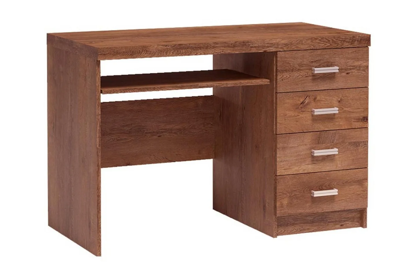 Castillia Skrivbord 120 cm med Förvaring 4 Lådor + Hylla - Ljus Ask