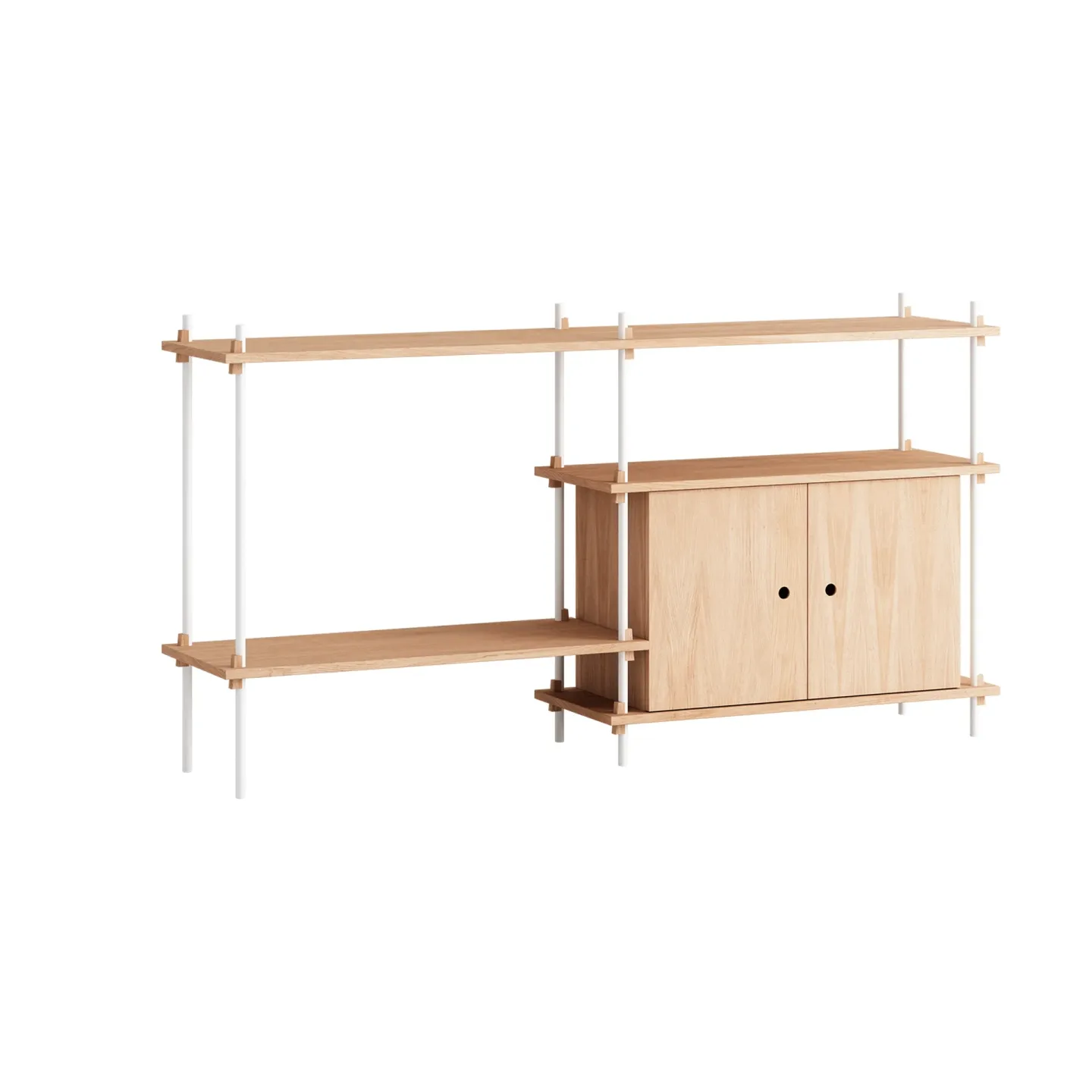 MOEBE Shelving System Regal mit Schrank Eiche-white, 163×85×35 cm, S.85.2.C
