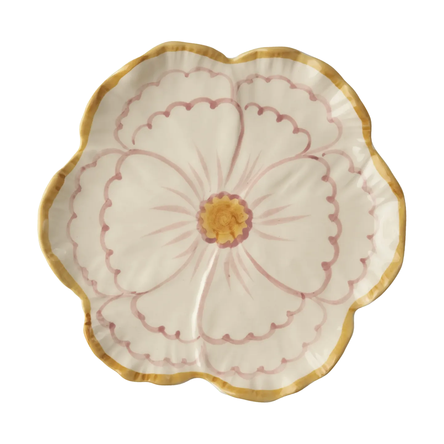 RICE Rice Flower Teller Ø19,5 cm Yellow border