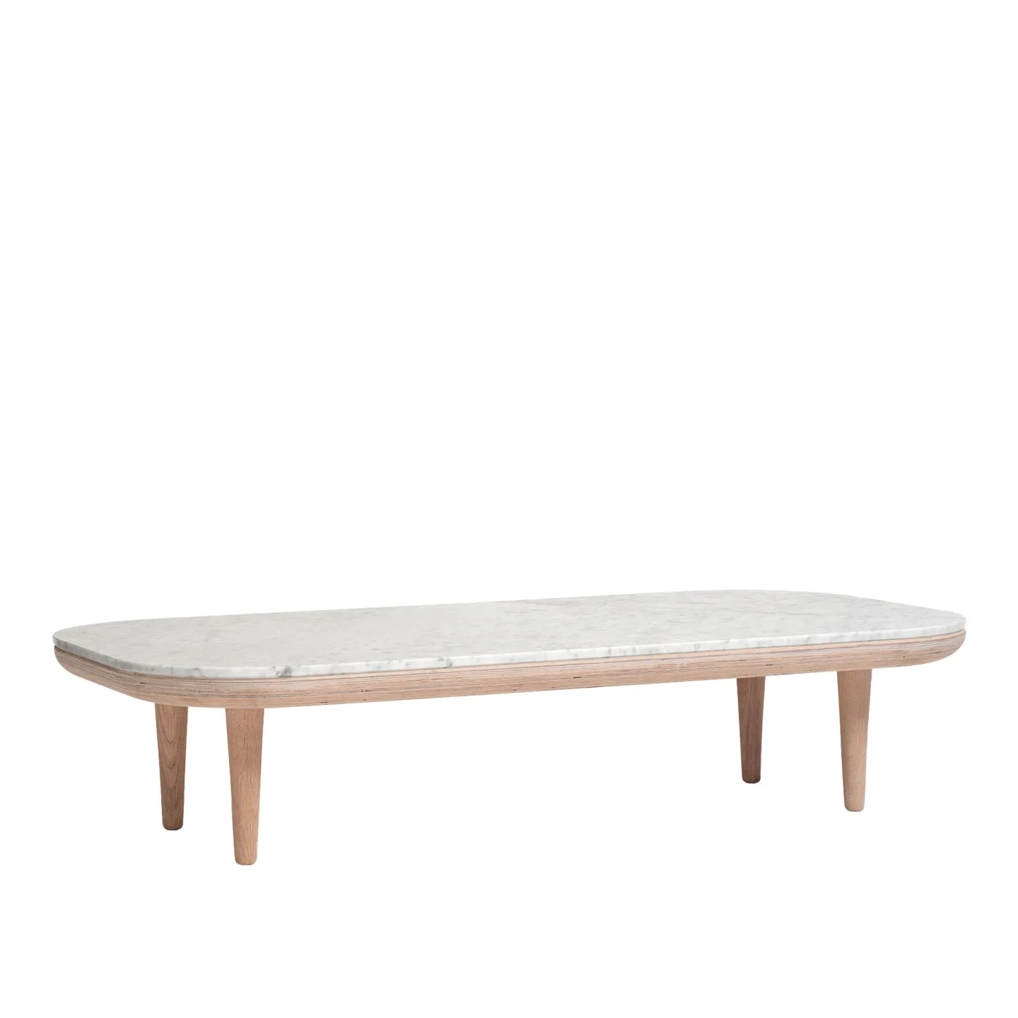 &Tradition - FLY SC5 120x60 cm Vitoljad ek/Bianco Carrara Marmor - Soffbord - Space Copenhagen - Vit - Trä/Sten