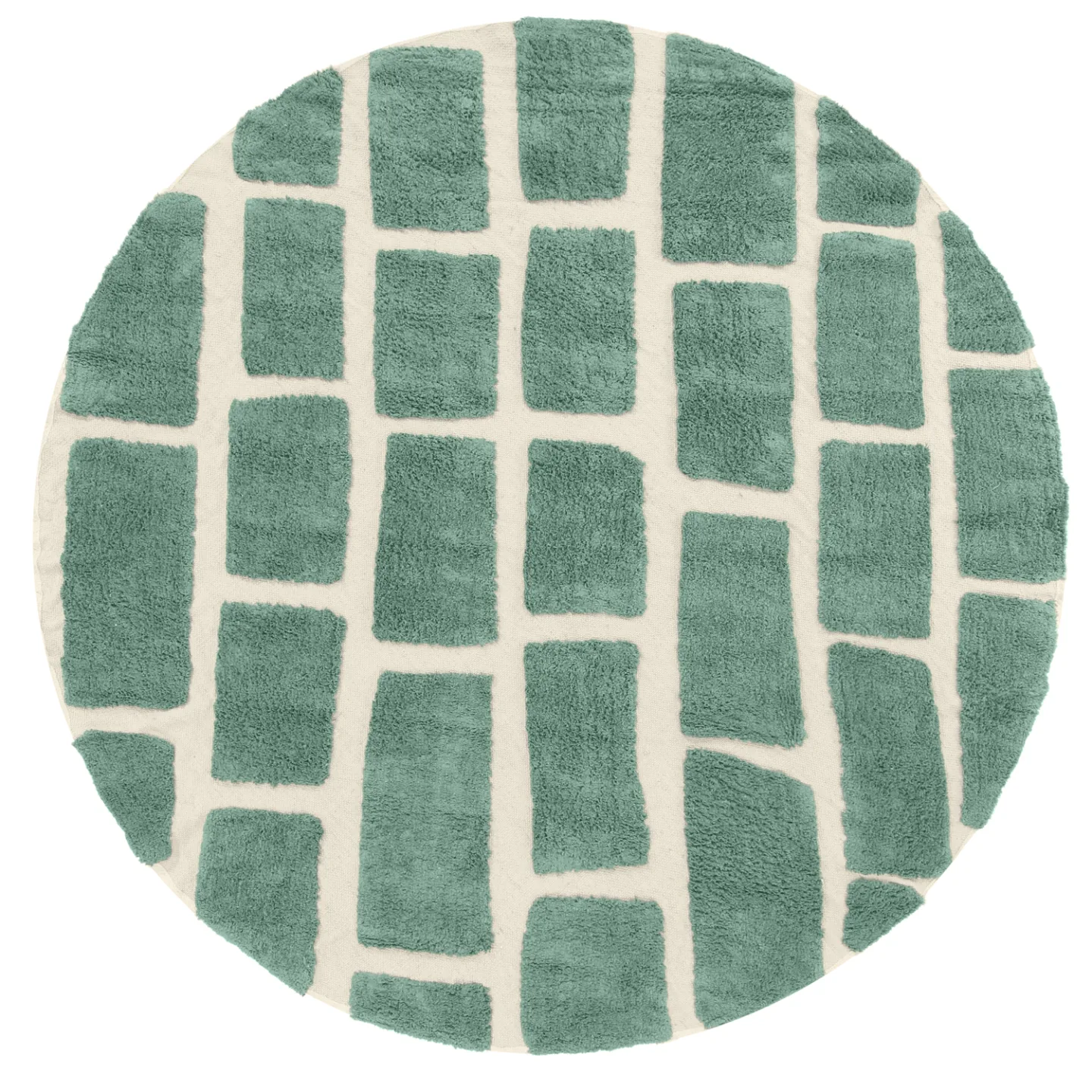 Rundt teppe - Cyrus Natural Cotton Shaggy (grønn) (Størrelse: Ø 200 cm)