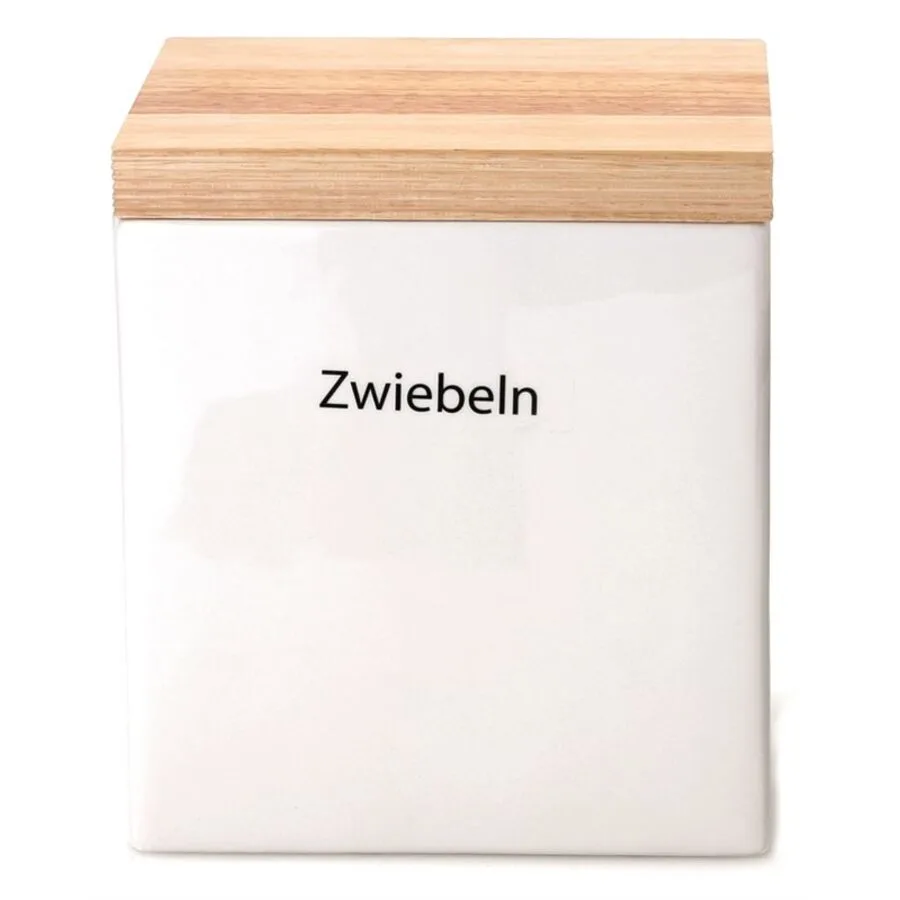 Vorratsdose Continenta 1 Stk Keramik/Holz T 15.5 cm - Farbe: Natur/Weiss