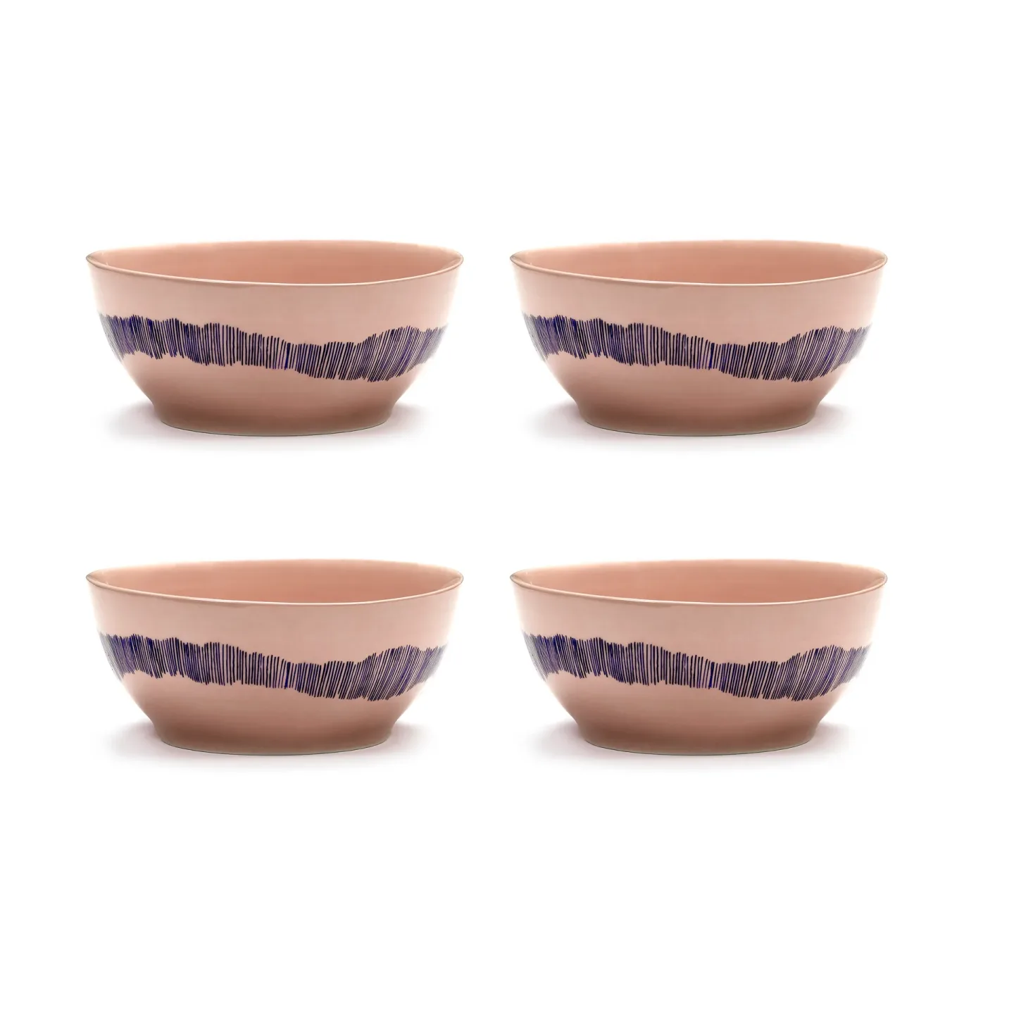 Serax Ottolenghi Feast Schale S Ø15 cm 4er Pack Pink stripes blue