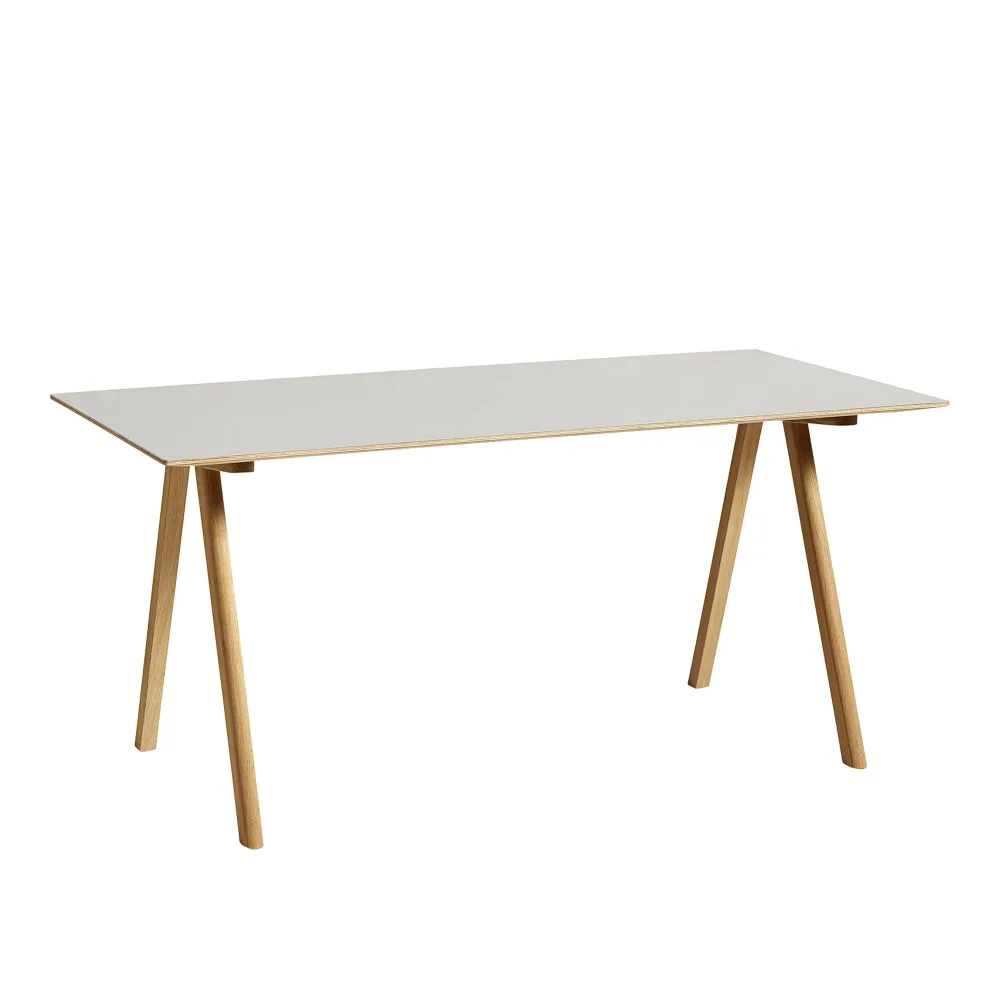 HAY - CPH10 2.0 Desk Lacquered Oak Frame L160 X W80 X H74 Off-White Linoleum Top Lacquered Edge - Skrivbord - Ronan & Erwan Bouroullec - Vit - Trä