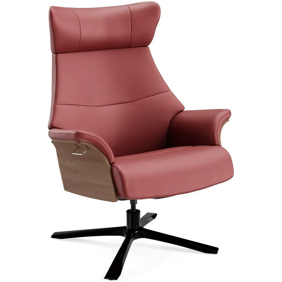 Conform Sessel Airness Rot/Braun/Schwarz Leder/Holz/Aluminium 81 cm 163 cm - Farbe: Rot, Natur, Schwarz - Material: Leder, Walnuss, Aluminium - Möbel