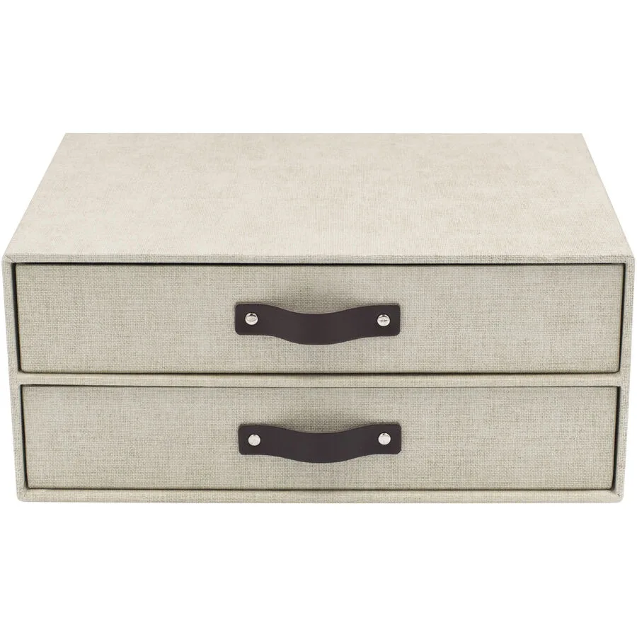 Schubladenbox Bigso Box beige Papier/Leder B 33.5 cm T 25.5 cm