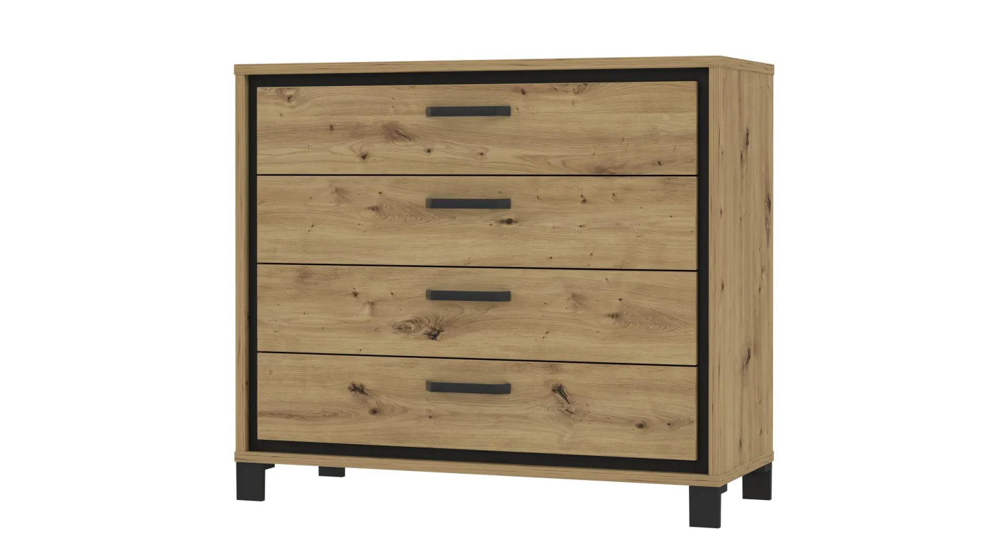 Kommode Artisan Eiche - schwarz Eiche 105 cm - TRONDHEIM