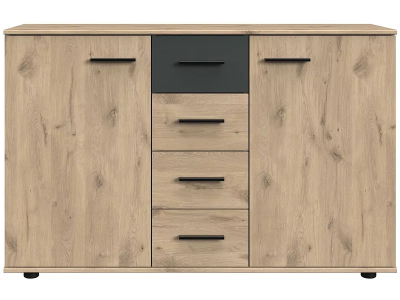 Kommode BUDAPEST 2 Türen 4 Schubladen 41x130x83cm eiche dekor