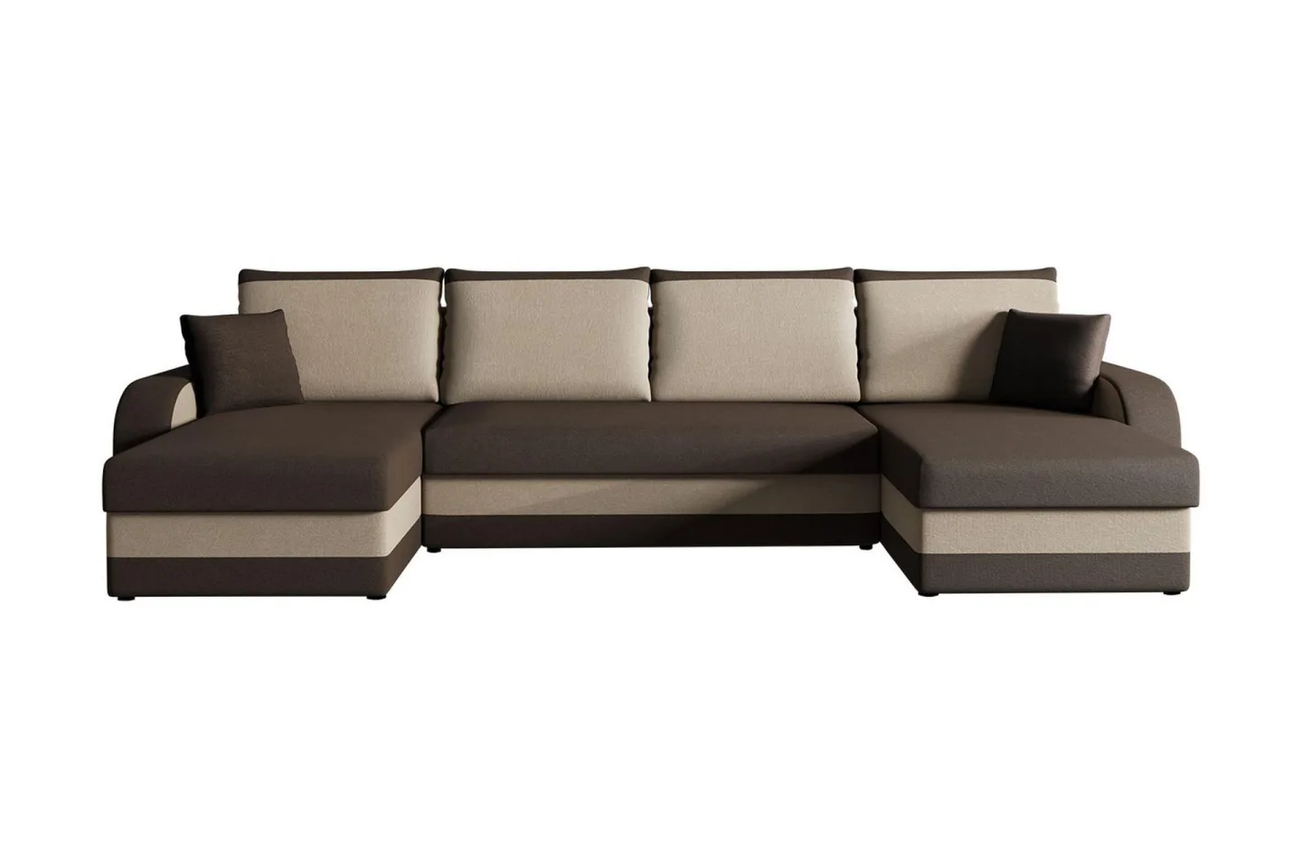Alvared 4-sits Bäddsoffa med Dubbeldivan med Förvaring - Sammet/Brun/Beige