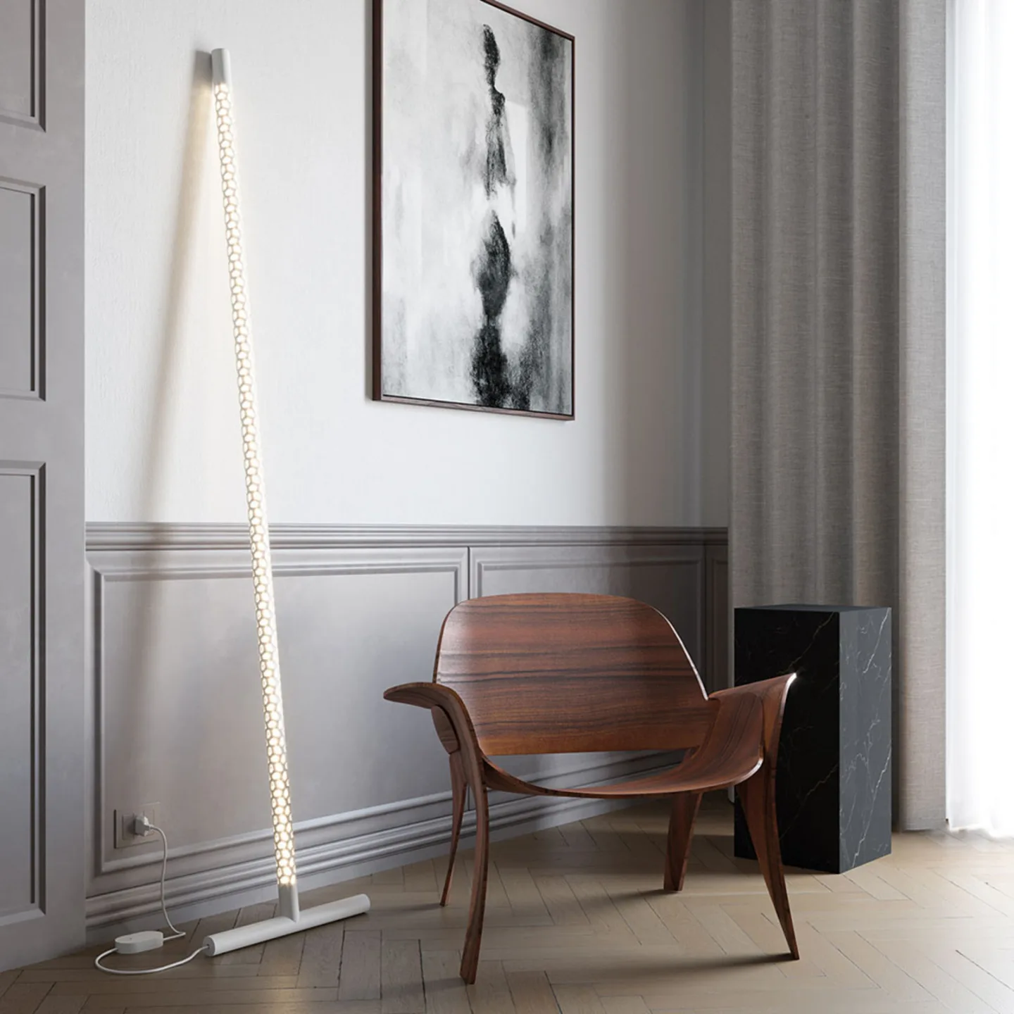 Squiggle F1 Stehleuchte 2700K Matt White - Rotaliana - Wohnzimmer - Design - Metall