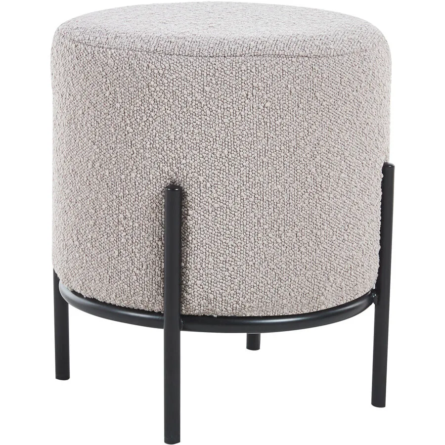 Hocker Sarina Taupe, Schwarz Stoff, Metall B 35 H 38 cm