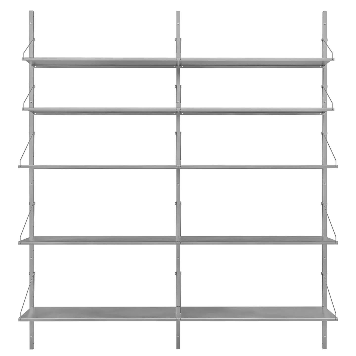 Frama - Shelf Library Double Section hyllsystem 185/80 stainless steel - Hyllor & Hyllsystem - Kim Richardt - Silver - Metall