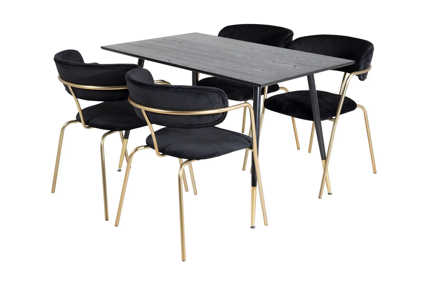 Balisa Matgrupp 120 cm inkl 4 Arcarazo Fåtöljer - Svart/Mässing