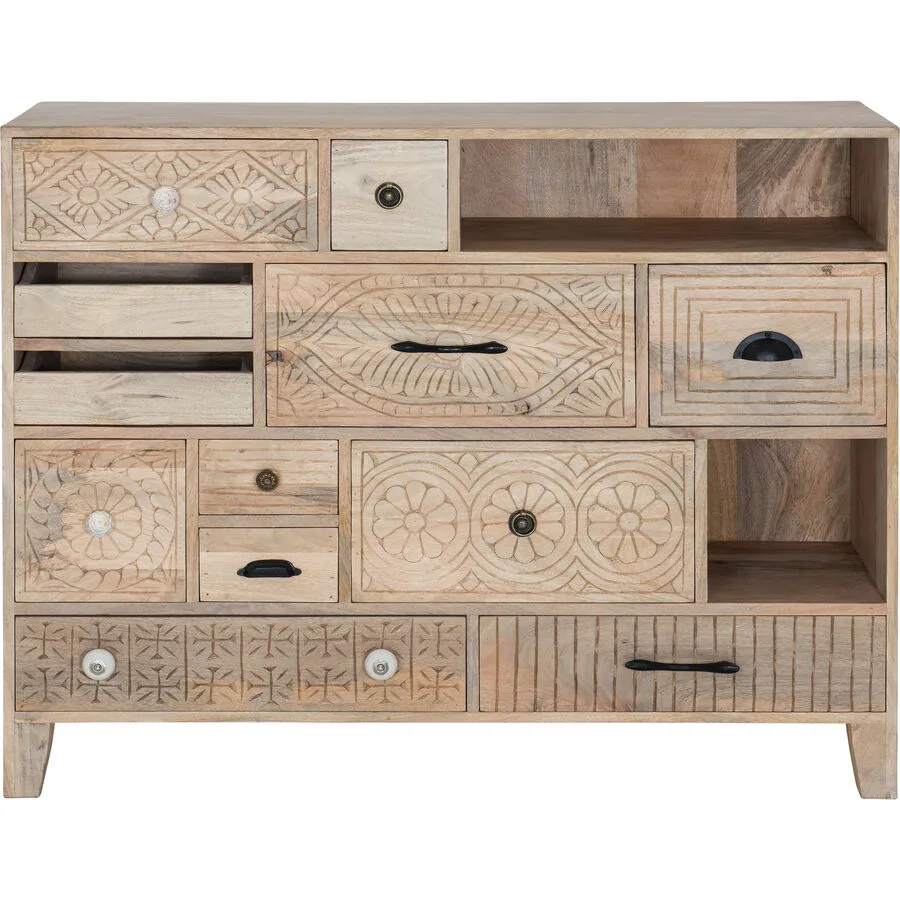 Kommode Sindhu Natur Mangoholz massiv Massivholz B 115 H 90 cm