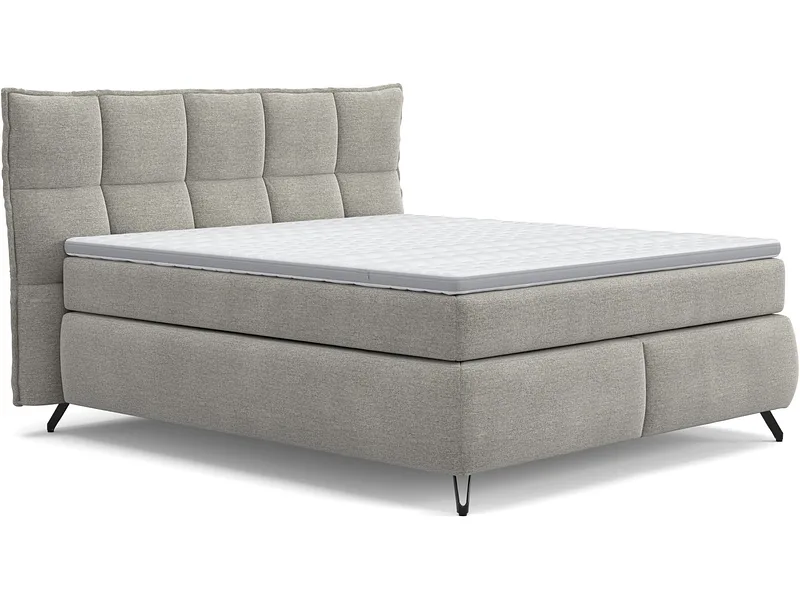 Boxspringbett SWISS HOME STYLE AGATA hellgrau 160x200cm flexibel