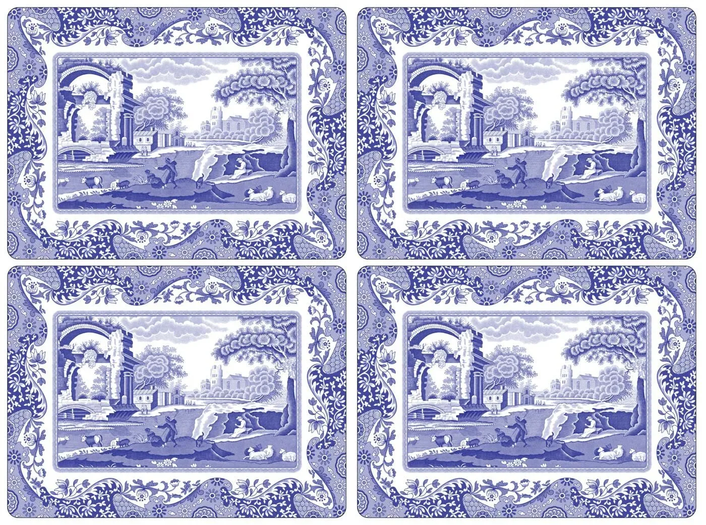 Blue Italian bordstabletter blå/vit 4-pack