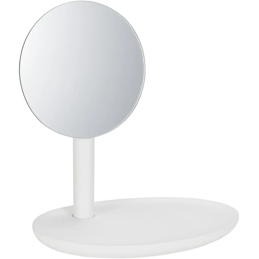 Kosmetikspiegel Kiki Weiss Glas/Kunststoff 26.6 cm - Material: Polyresin/Spiegelglas