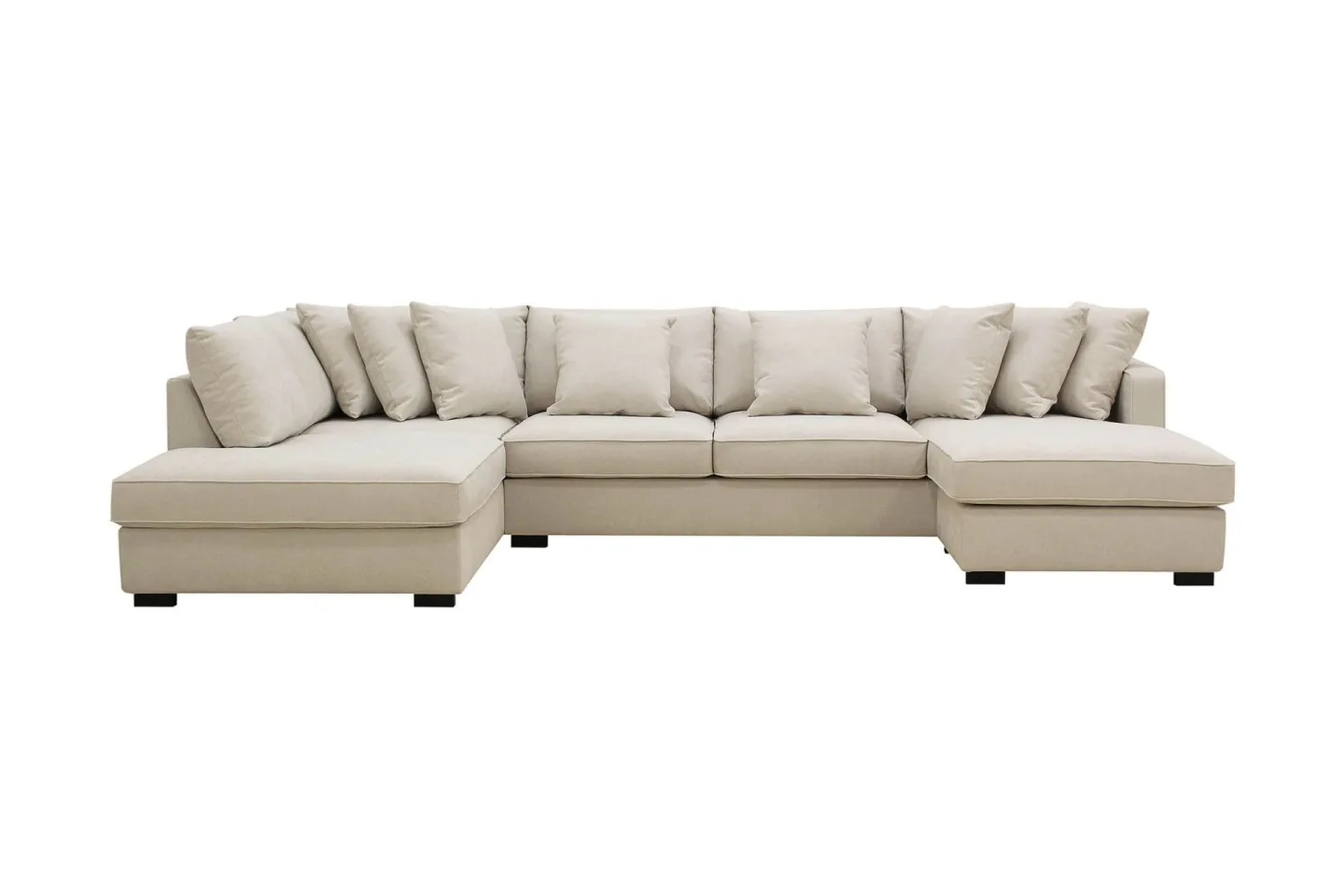 Rossita 5-sits Vänstervänd U-formad Djup Soffa med Divan och Schäslong i Tyg - Beige