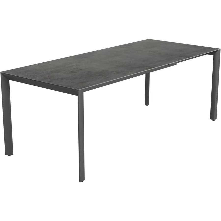 Gartentisch ausziehbar Tropea Schwarz matt / Beton dunkel Keramik/Stahl pulverbeschichtet B 140 T 90 cm - Möbel Konfigurator: Traummöbel individuell