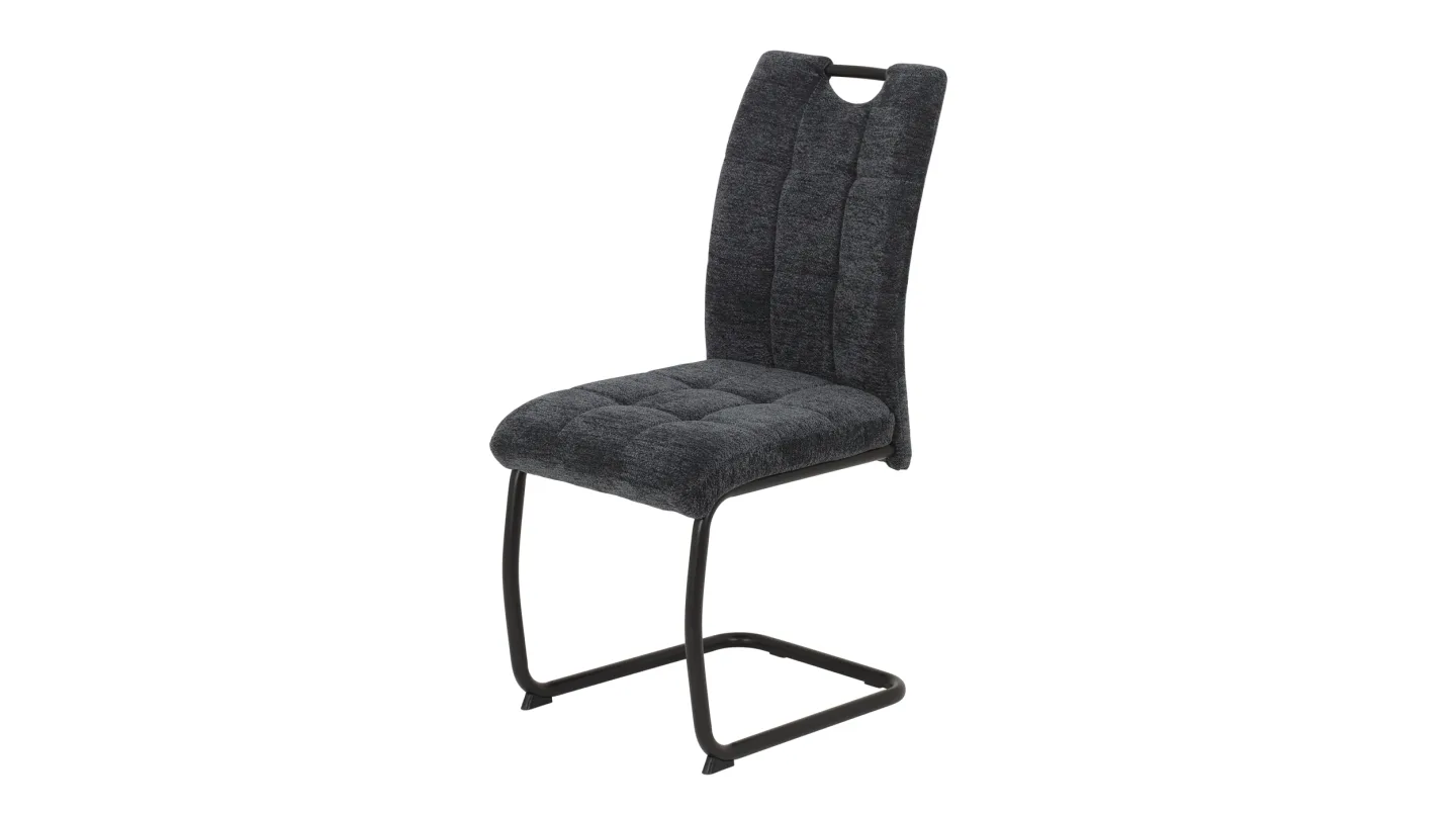 Schwingstuhl anthrazit - Webstoff in Teddy-Optik - KARLA