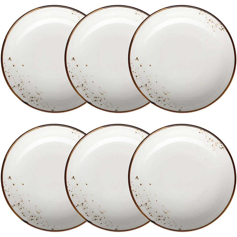 MÄSER Suppenteller-Set 6-tlg. Pintar weiss/braun Porzellan D 21 cm 6 Stk