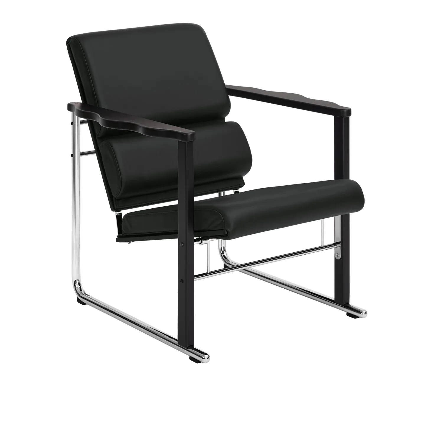 HEM - Experiment Lounge Chair 502, Black/Black Leather - Fåtöljer - Flerfärgad - Metall/Trä/Skum