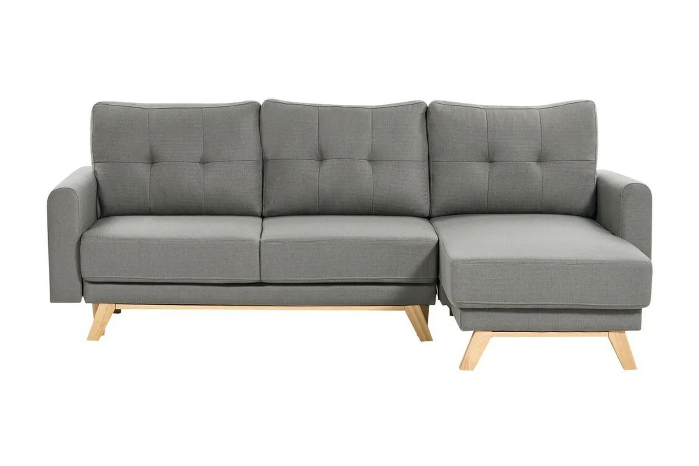 Faustin Hörnbäddsoffa 3-sits - Grå/Ljust trä