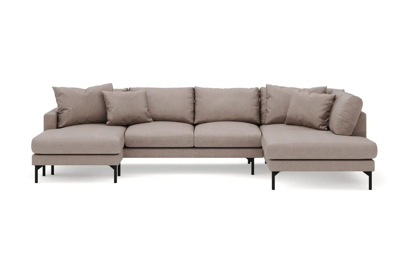 Menard 4-sits Högervänd Stor U-formad Djup Soffa med Divan och Schäslong i Tyg - Brun