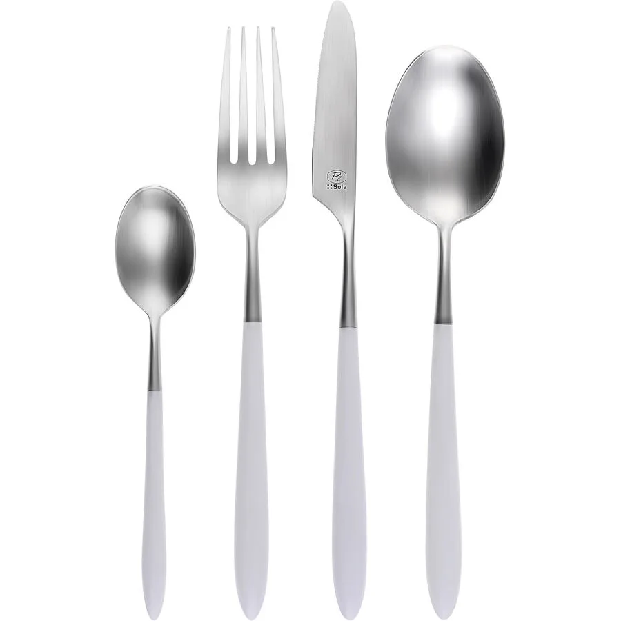 Sola Besteck-Set Gaya Exeter Weiss - Material: Chromnickelstahl 18/10 / POM (Recycling Kunststoff)