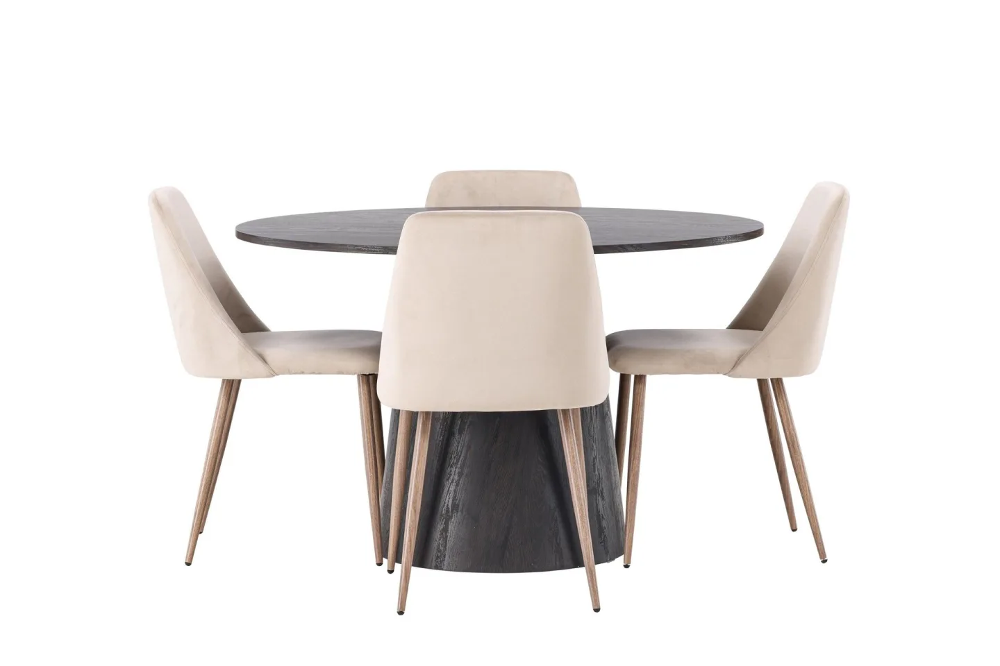 Lanzo Matgrupp 120 cm Rund med 4 Night Stolar - Svart