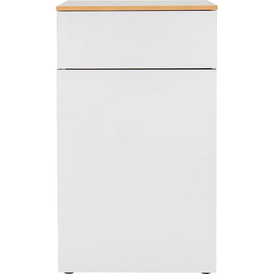 Schuhschrank India weiss Holzwerkstoff und melaminharzeschichtet Kanten Echtholz Eiche B 60 H 110 cm