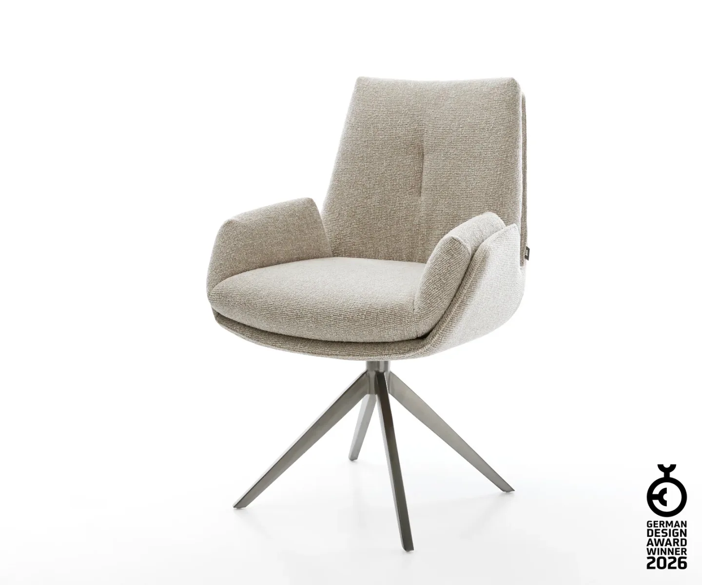 Drehstuhl Clea-Flex Webstoff Soft Beige Kreuzgestell breit Graphit 360° drehbar Wippfunktion