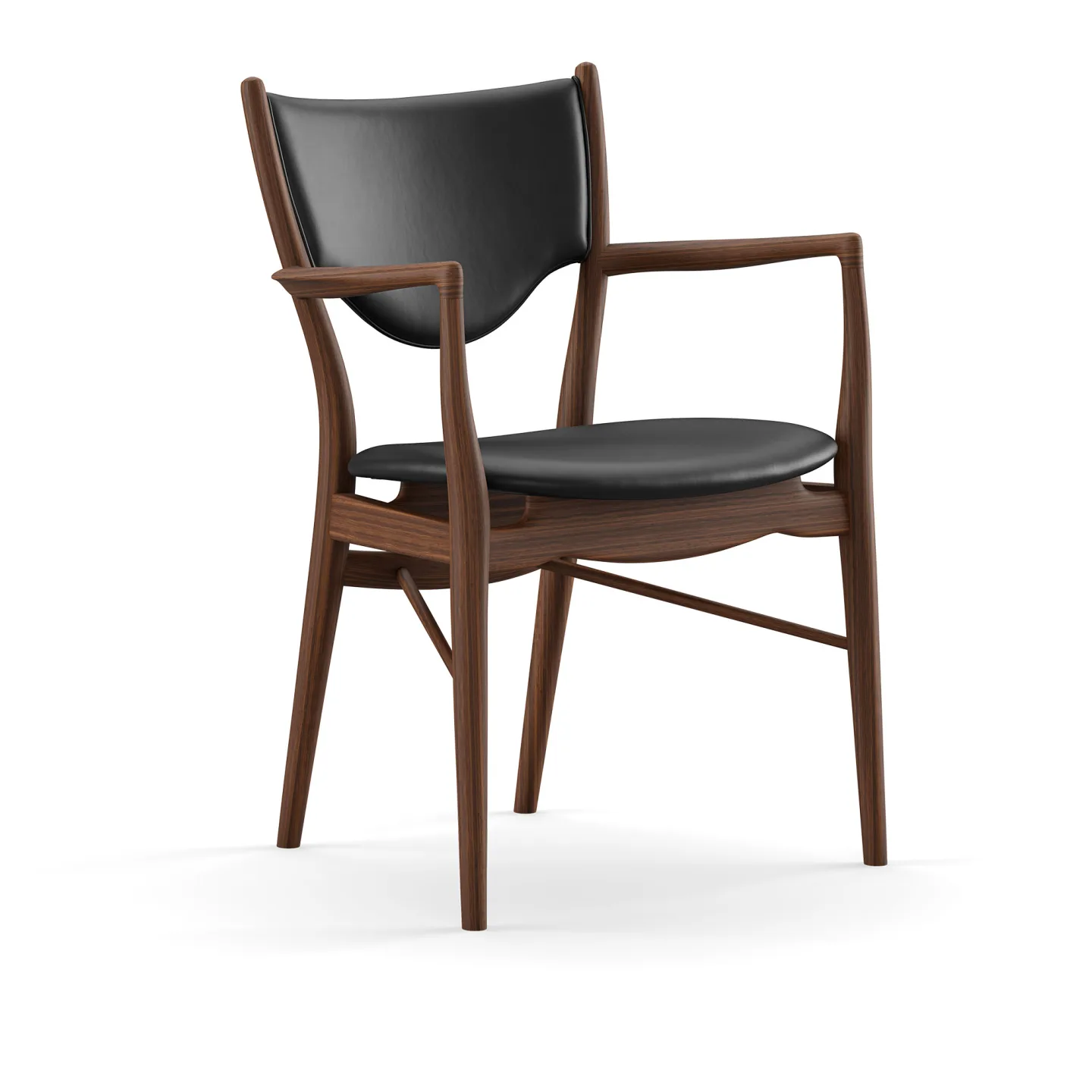 House of Finn Juhl - 46 Armchair, Dark oiled oak, Leather Group 4 Elegance - 20198 Black - Matstolar - Finn Juhl - Träfärgad,Svart - Läder/Trä