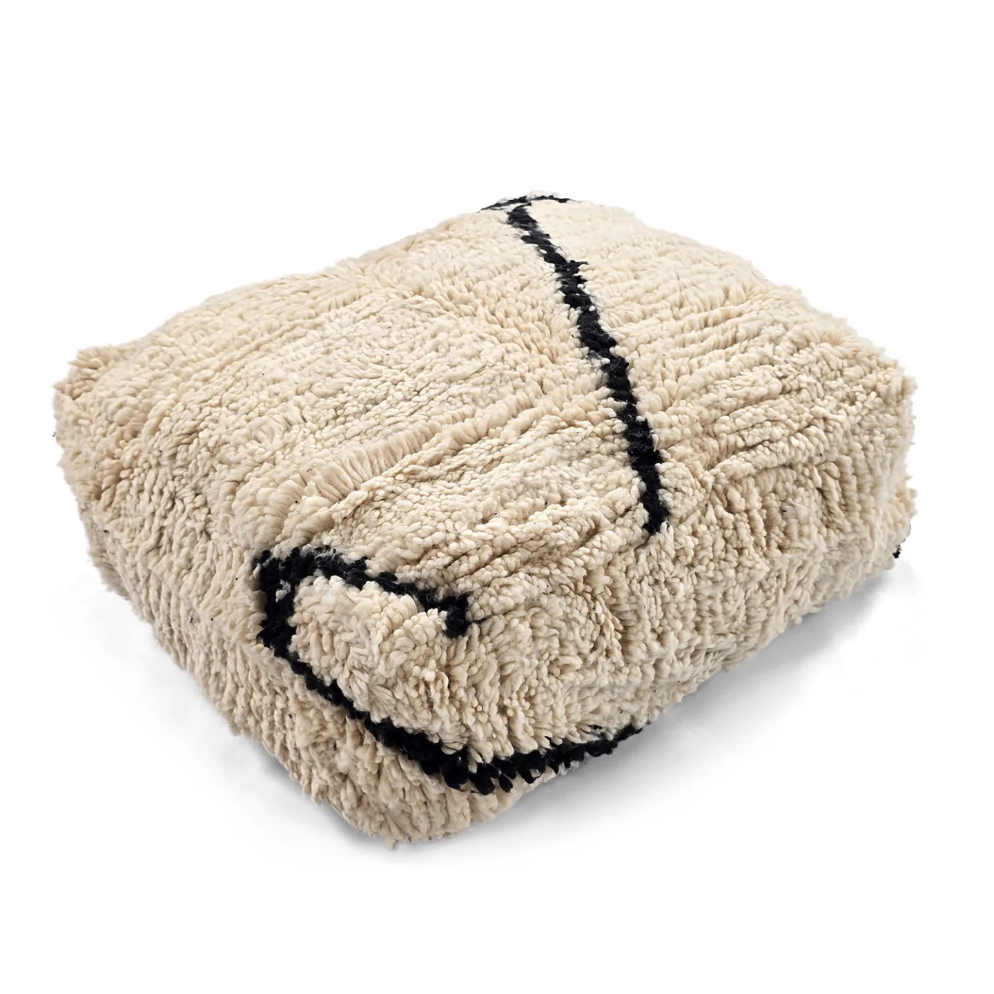 Sittepuff - Marokkansk Beni Ourain 001 (Størrelse: 60 x 60 cm)