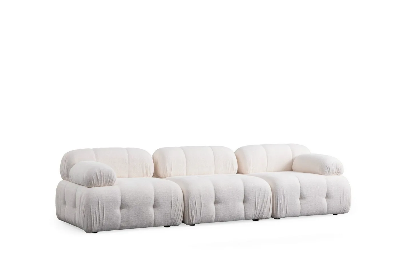 Belgin Bubblig Soffa 3-sits med fasta armstöd - Vit