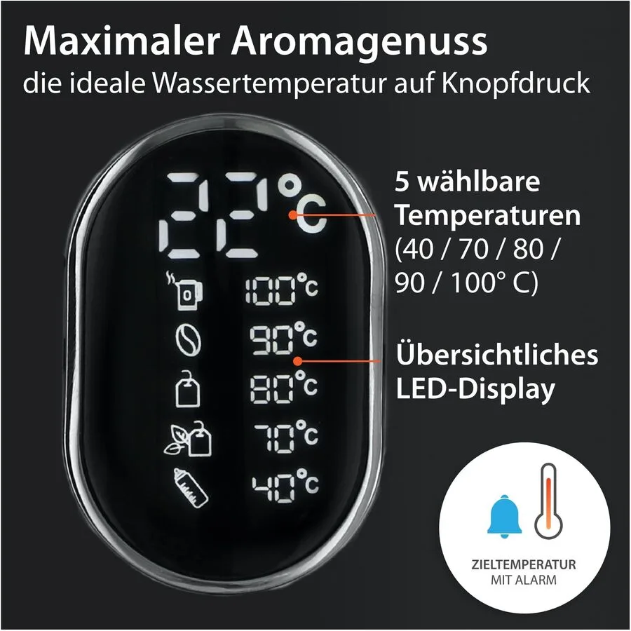 Wasserkocher ADE Schwarz Edelstahl/Kunststoff/ABS 1.5 l